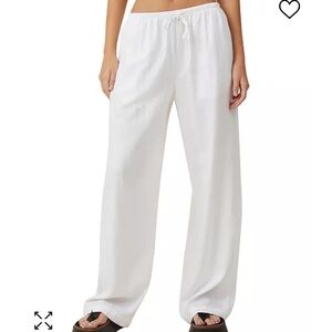 Aqua White Wide Leg Drawstring Pants